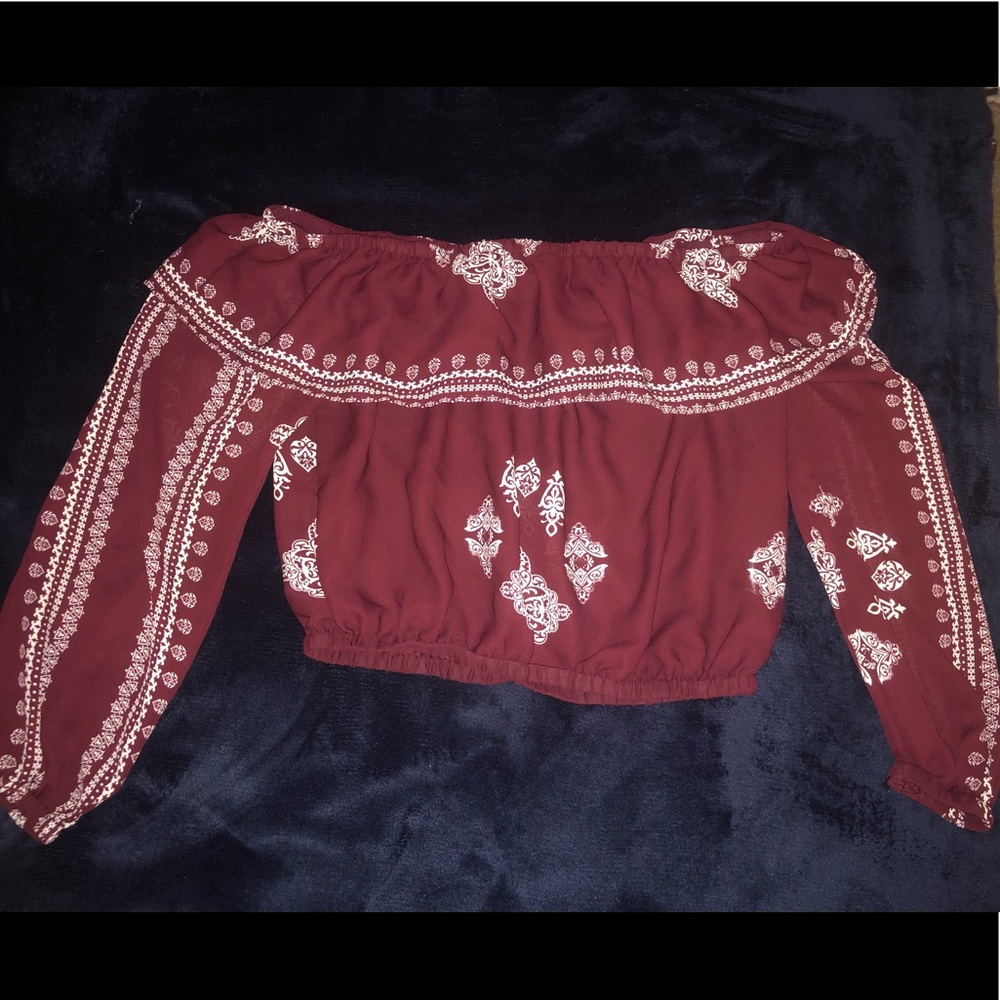 Burgundy Off The Shoulder Top